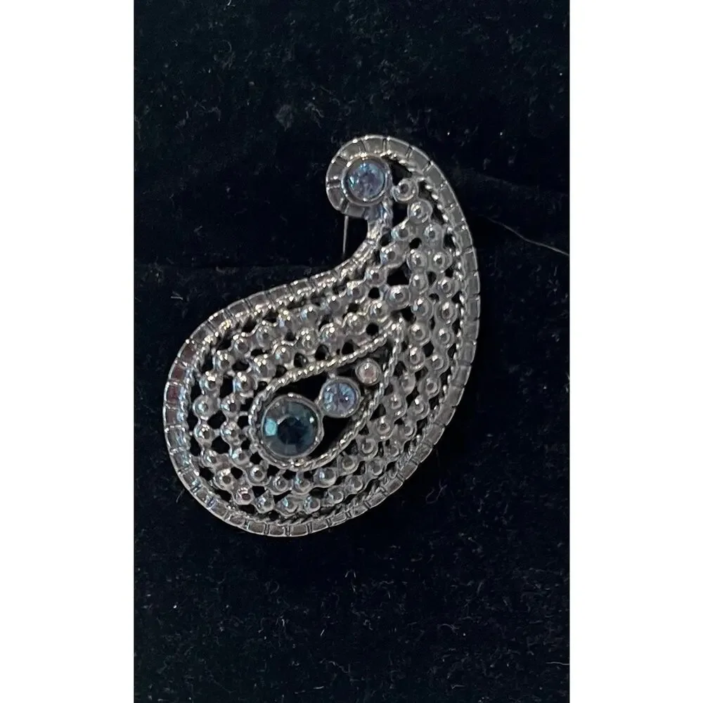 NWOT Crystal Paisley‎ Clear and Blue Rhinestones